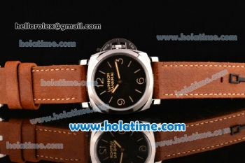 Panerai PAM372 Luminor 1950 3 Days P.3000 Manual Winding 72 Hours Power Reserve Steel Case with Brown Leather Bracelet and Black Dial - 1:1 Best Edition (ZF)