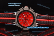 Hublot King Power Chronograph Swiss Valjoux 7750 Automatic Steel Case with Black Bezel Red Dial and White Stick Markers