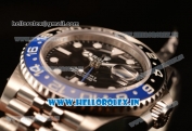 Rolex GTM-Master II 2836 Automatic Steel Case with Black Dial Dots Markers and Steel Bracelet With Blue/Black Ceramic Bezel