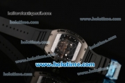 Richard Mille RM 52-01 Swiss ETA 2671 Automatic PVD Case with Skeleton Dial Black Rubber Bracelet and White Markers - 1:1 Original