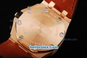 Audemars Piguet Royal Oak Offshore Don Ramon de la Cruz Swiss Valjoux 7750 Automatic Movement Run 12 Second Rose Gold Case with Brown Grid Dial and Numeral Markers