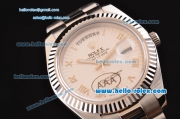 Rolex Day-Date II Automatic Movement White Dial with Silver Rome Numeral Marker and SS Strap