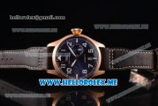 IWC Big Pilot Clone IWC 521111 Automatic Rose Gold Case with Blue Dial and Brown Leather Strap Arabic Numeral Markers