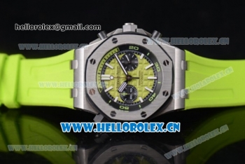 Audemars Piguet Royal Oak Offshore Diver Swiss Valjoux 7750 Automatic Steel Case with Green Dial Green Rubber Strap and Stick/Arabic Numeral Markers (EF)