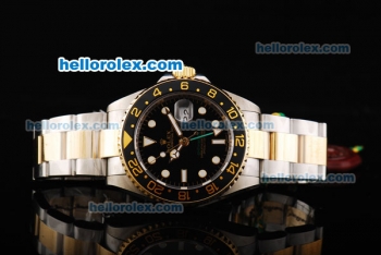 Rolex GMT-Master II Oyster Perpetual Swiss ETA 2836 Automatic Movement Two Tone with Black Bezel and Black Dial