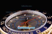 Rolex Yacht-Master II Oyster Perpetual Swiss ETA 2813 Automatic Two Tone ETA Case with Blue Bezel and Grey Dial