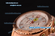 Ferrari Chronograph Miyota OS20 Quartz Rose Gold Case with Stick Markers White Dial and Rose Gold Strap