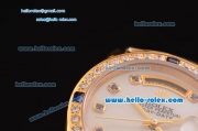 Rolex Day-Date 2813 Automatic Gold Case with White Dail and Diamond Bezel ETA Coating