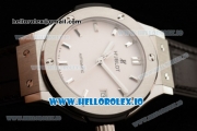 Hublot Classic Fusion Japanese Miyota 9015 Automatic Movement Steel White Dial and Stick Markers Leather Strap (JF)