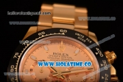 Rolex Daytona Chrono Swiss Valjoux 7750 Automatic Yellow Gold Case/Bracelet with Ceramic Bezel Rose Gold Dial and Stick Markers (BP)