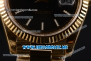 Rolex Day-Date Clone Rolex 3255 Automatic Yellow Gold Case/Bracelet with Black Dial and Stick Markers