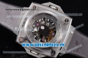 Hublot Masterpiece MP 08 Antikythera Sunmoon Asia 2813 Automatic Steel Case Skeleton Dial Grey Leather Strap and White Markers