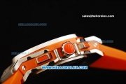 Hublot Big Bang Chronograph Miyota Quartz Movement Steel Case with Orange Markers and Orange Rubber Strap - Lady Model