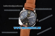 Panerai Radiomir 1940 3 Days GMT Asia ST25 Automatic Steel Case with Black Dial and Brown Leather Strap Stick/Arabic Numeral Markers