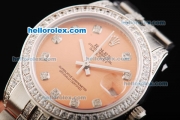 Rolex Datejust Automatic Movement Orange Dial with Diamond Markers and Diamond Bezel