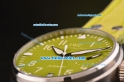 IWC Big Pilot's Power Reserve Asia ST20 Automatic Steel Case with Green Dial and Green Leather Strap - 7750 Coating