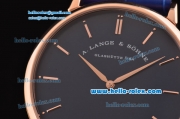 A.Lange&Sohne Richard Lange Miyota OS2035 Quartz Rose Gold Case with Blue Leather Strap and Blue Dial