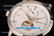 Vacheron Constantin Patrimony Tourbillon Swiss ETA 2824 Automatic Steel Case with White Dial and Silver Stick Markers