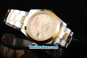 Rolex Datejust II Oyster Perpetual Automatic Movement Two Tone with Gold Bezel-Gold Dial and Gold Numeral Markers