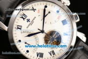 Vacheron Constantin Malte ST22 Automatic Steel Case with Blue Markers White Dial and Black Leather Bracelet