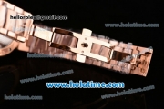 Omega De Ville Ladymatic Swiss Quartz Movement Rose Gold Case Rose Gold Bracelet with Diamond Bezel and Black Dial