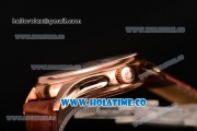 Patek Philippe Calatrava Swiss ETA 2824 Automatic Rose Gold Case with Brown Leather Strap Black Dial and Stick Markers