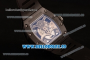 Richard Mille RM 023 Miyota 9015 Automatic PVD Case with Eagle Skeleton Dial Dot Markers and Black Rubber Strap