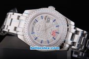 Rolex Day-Date Oyster Perpetual Automatic Full Diamond Bezel and Dial,Blue Marking and Big Calendar Rolex Day-Date Oyster Perpetual Automatic Full Diamond Bezel and Dial,Blue Marking and Big Calendar