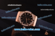 Hublot Classic Fusion Automatic Rose Gold Case with Diamond Bezel and Black Dial - ETA Coating