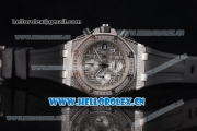 Audemars Piguet Royal Oak Offshore Seiko VK67 Quartz Steel/Diamonds Case with Grey Dial and Arabic Numeral Markers Black Rubber Strap