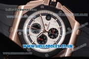 Audemars Piguet Royal Oak Offshore Chrono Miyota OS Quartz Rose Gold Case with White Dial Black Rubber Strap and Black Subdials (EF)