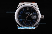 Rolex Datejust working Chronograph Automatic Movement with Black Dial-Blue Number Markers