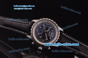 Breitling Chronospace Chronograph Swiss Valjoux 7750 Automatic Steel Case with Black Dial and Black Leather Strap