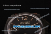 Panerai PAM 617 Luminor 1950 3 Days Clone P.3000 Manual Winding PVD Case with Black Dial Brown Leather Strap and Stick/Arabic Numeral Markers (ZF)