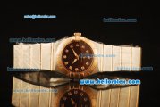 Omega Constellation Swiss Quartz Steel Case with Rose Gold Bezel and Brown Dial-Diamond Markers
