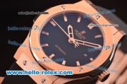 Hublot Classic Fusion Asia 2813 Automatic Rose Gold Case with Black Dial and Black Rubber Strap