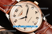 Longines Master Swiss ETA 2824 Automatic Steel Case with Rose Gold Bezel and White Dial