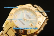 Rolex Datejust Automatic Movement Full Gold with Blue MOP Dial and Roman Numerals-ETA Coating Case