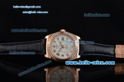 Rolex Sky-Dweller Asia 2813 Automatic Rose Gold Case Numeral Markerswith Black Leather Strap and White Dial