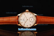 IWC Portuguese Asia 6497 Manual Winding Movement Rose Gold Case with White Dial and Rose Gold Arabic Numerals