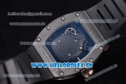 Richard Mille RM052 Miyota 9015 Automatic PVD Case with Skull Dial Dot Markers and Black Rubber Strap