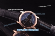 BlancPain Moonphase ST25 Automatic Rose Gold Case with Black Dial and Black Leather Strap