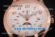 Patek Philippe Grand Complications Perpetual Calendar Miyota Quartz Rose Gold Case with White Dial and Rose Gold Arabic Numeral Markers