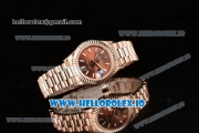 Rolex Datejust Swiss ETA 2671 Automatic Rose Gold Case with Brown Dial Stick Markers and Rose Gold Bracelet (BP)