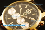Ferrari Classic Automatic Yellow Gold Case with Black Dial and Brown Leather Strap