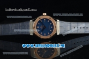 Hublot Classic Fusion Miyota 9015 Automatic Rose Gold Case with Navy Blue Dial Stick Markers and Navy Blue Genuine Leather Strap