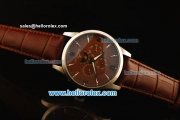 Jaeger Lecoultre Automatic Steel Case with Brown Dial and Brown Leather Strap