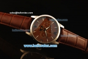 Jaeger Lecoultre Automatic Steel Case with Brown Dial and Brown Leather Strap