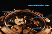 Breitling Chronomat B01 Chronograph Miyota Quartz Movement Rose Gold Case with Black Dial and Black Rubber Strap