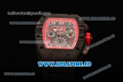 Richard Mille RM 011 Felipe Massa Flyback Chronograph Swiss Valjoux 7750 Automatic Carbon Fiber Case with Skeleton Dial and Red Inner Bezel - 1:1 Original